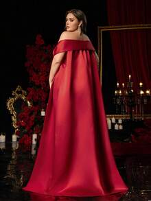 Glamrae Váy cưới đuôi cá sang trọng, đính cườm, viền bèo nhún, chất liệu satin đỏ lãng mạn, cỡ lớn, không dây, đính kim sa lấp lánh, phù hợp cho đám cưới, tiệc tùng, sự kiện kỷ niệm, đầm dạ hội trang trọng (Bộ 2 món) - Màu Đỏ Sâu - Xem 4