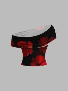 SHEIN MOD Women's Casual Elegant Floral Print Camisole, One Top Three Ways, Vacation Top, Summer Top,Summer Holiday Outfits ,Spring Outfit Women ,Beach Outfits For Women ,Casual Women Outfits,Black Top For Women,Red Top For Women Spring - Multicolor - View 5