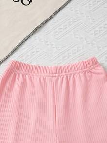 SHEIN Genkimix Kids 2pcs/Set Toddler Girls' Sleeveless Striped Heart Decor Tank Top And Wide Leg Pants, Casual And Comfortable Summer Outfit For Outdoor, Daily Wear And Playtime Pink Striped Top Kids Light Pink Pants Kids Girls Clothes Set - Pink - View 5