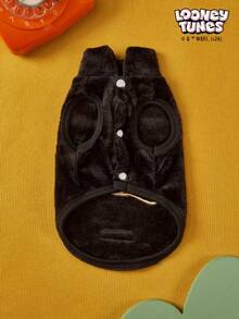 LOONEY TUNES X PETSIN 1件刺绣黑色鸭子宠物猫狗通用黑色带防滑扣毛绒保暖舒适无袖防滑外套 - 黑色 - 查看 5