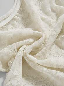 ROMWE Avant Spring/Summer Y2K See-Through Lace U-Neck Women's Camisole - Apricot - View 4