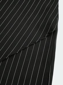 Sweetra 两件套加大码女式复古休闲学院风套装：条纹长袖西装外套、常规外套、条纹夹克、休闲外套、职业装外套和无袖连体裤，适合春季、秋季及所有季节穿着。 - 彩色 - 查看 7