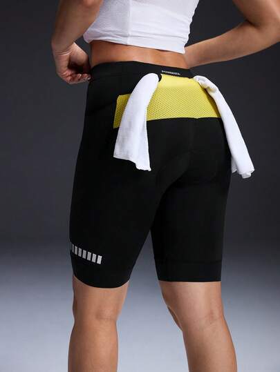 Powerista Women's Contrast Color Patchwork Bike Shorts With Towel Hanger Compression Shorts Biking Shorts Shorts Spandex