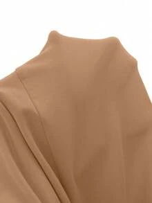 Franclia 时尚新款高品质长袖拉链连帽连体衣，带抽绳装饰，女款 - 卡其色 - 查看 3