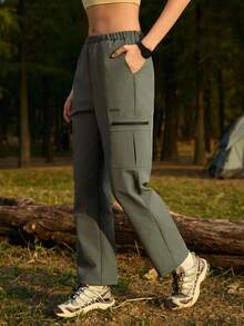 In My Nature 女士弹力腰带工装口袋休闲徒步裤 - 軍綠色 - 查看 3