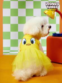 LOONEY TUNES X PETSIN 1 Small Yellow Duck Printed Pet Dress, Yellow Minimalist Style, Skin Friendly, Breathable Pet Clothing - Yellow - View 2