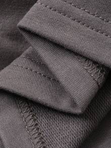 DAZY 两件套男童字母印花圆领落肩T恤和短裤休闲套装 - 灰色 - 查看 7