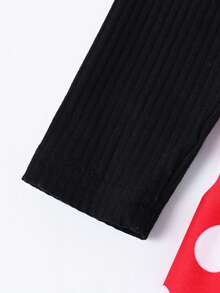 SHEIN Playful Pals Baby Girl Polka Dot Print Ruffle Trim Bow Front 2 In 1 Dress With Headband - Multicolor - View 5