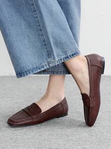 CUCCOO BIZCHIC Korean Style Flat Mule Slippers For Women, Square Toe Slip-On Backless Casual Sandals, Versatile For Spring & Summer Valentine's Day - Brown - View 3