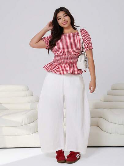 Solflare 大码女式直筒宽松休闲裤