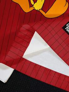 LOONEY TUNES X SHEIN Plus Size Summer Casual Striped Cartoon Pattern Round Neck Short Sleeve T-Shirt - White - View 6