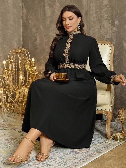 EMERY ROSE A Large-Sized Woven Elegant Autumn Dress For Women Abayas Dubai Luxury Butterfly Abaya Arabic Dress Abaya For Women Dubai Black Abaya