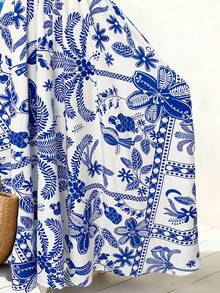 GlowEve Elegant Summer Halter Dress For Women With Woven Prints - Blue - View 5