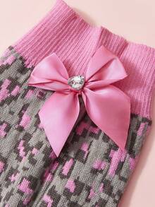 Rose Leopard Print Bow Pet Sweater – Autumn/Winter New Style Pet Clothes For Teddy & Golden Retriever Large Dogs - Hot Pink - View 8