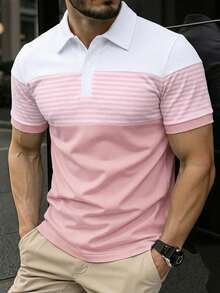Manfinity Homme 男士条纹短袖休闲/商务 Polo 衫 - 彩色 - 查看 3