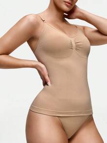 SHAPORA Áo lót hai dây dành cho nữ, thiết kế không đường may, tạo sự thoải mái khi mặc nhiều lớp vào mùa thu/đông và tôn dáng. - Màu be - Xem 5