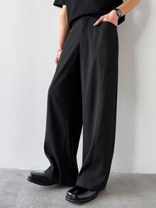 HUEFORM 成熟休闲黑色斜插口袋男士直筒裤 - 黑色 - 查看 5