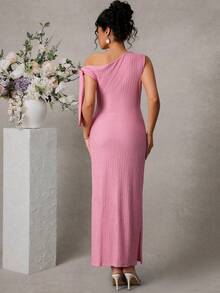 Momance Elegant Maternity Dress, Jacquard Texture, Suitable For Valentine's Day, Summer, Spring, Wedding Party - Pink - View 2