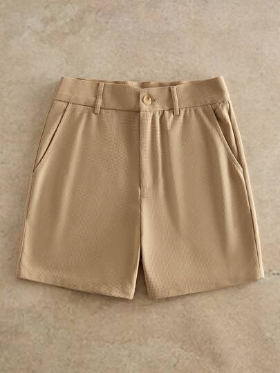 HIMLAND Men's Solid Color Pocket Casual Versatile Commuter Shorts  All-Match Shorts  Versatile Shorts Easy-To-Match Shorts  Summer Wardrobe Essentials Casual Outfit Ideas Laid-Back Look  Daily Essential Wardrobe Staple Basic Style All-Match Style Go-To Piece Mix-And-Match Item Casual Versatile Style