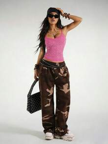 StreetHx Women's Y2K Fashion Cropped Rhinestone Cami Top - Pink - View 4