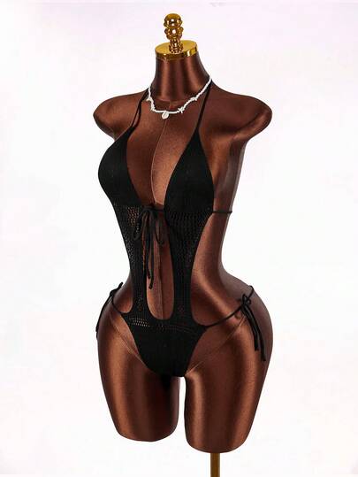 Amplova Women's Halter Backless Rainbow Yarn Jumpsuit, Sexy & Avant-Garde, Suitable For Vacation Outfits