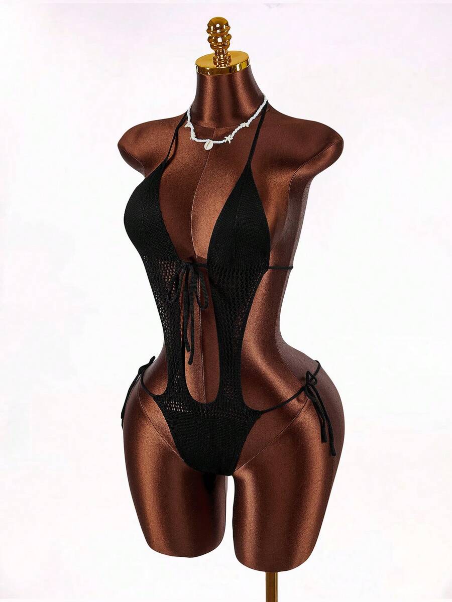 Amplova Women's Halter Backless Rainbow Yarn Jumpsuit, Sexy & Avant-Garde, Suitable For Vacation Outfits - Multicolor - View 1