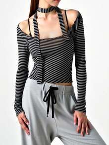 Rina Fox Top sexy mulat cu guler înalt pentru femei