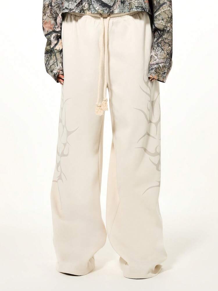 SUMWON WOMEN Spodnie dresowe z szerokimi nogawkami i ściągaczem w kształcie drzewa