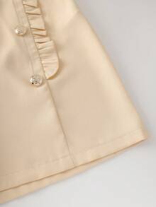 Franclia High-Waisted A-Line Wide Leg Women's Pants With Double-Breasted Buttons And Frill Trim, Slimming, Spring/Autumn New Style - Apricot - View 8