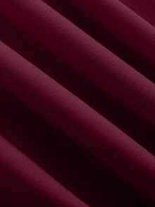 SHEIN Franclia 时尚新款高品质长袖拉链连帽连体衣，带抽绳装饰，女款 - 酒紅色 - 查看 5
