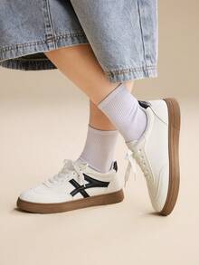 CUCCOO EASI Women's Fashionable Versatile Casual Minimalist Sneakers - Pearl White - View 8