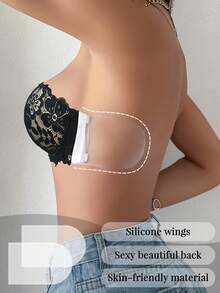 1pc Lace Backless Wireless Bra For Small Bust, Lift & Enhance, Strapless Invisible Adhesive Bra - Multicolor - View 8