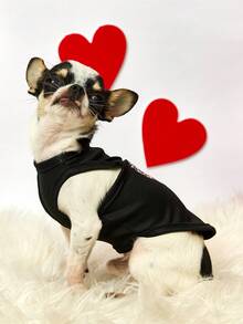 PETSIN 1pc Pink Leopard Pattern Love Valentine's Day Printed Pet Tank Top Black Sports Style Skin Friendly Breathable Summer Pet Clothes