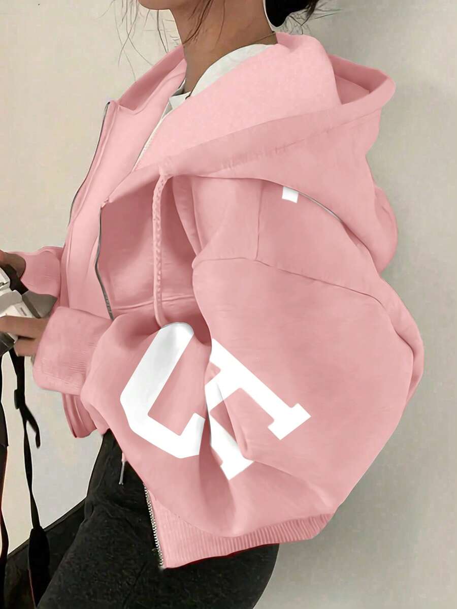 INAWLY 保暖内衬宽松连帽卫衣，秋冬毕业、返校、毕业典礼、教师、秋季粉色连帽衫