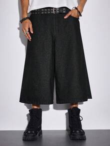 ROMWE MEN Street Life Bermudas casuales de mezclilla con bordado de sakura en el bolsillo para hombre - Azul - Ver 4