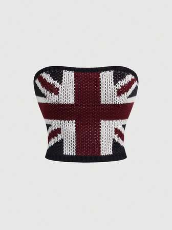 Grunge Punk Sexy Retro Union Jack Flagge gestricktes Bandeau-Top