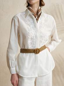 Airaco Women's Fashion Casual Single-Breasted Long Sleeve Shirt - White - View 5