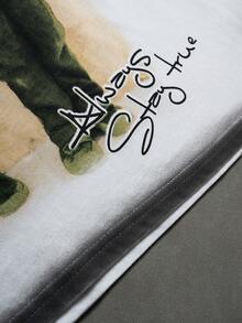 ROMWE MEN Men's Loose Fit Spray Dye Trim Short Sleeve T-Shirt - White - View 6