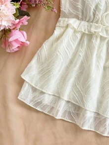 Soleia Áo camisole nữ màu trơn, kiểu dáng thường ngày, có bèo nhún và thắt nơ. - Màu be - Xem 6