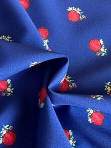 SHEIN 女童蓝色碎花长袖连衣裙，荷叶边设计，时尚优雅，适合日常穿着，春秋季 - 藍色 - 查看 8