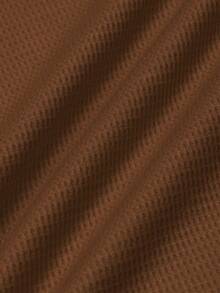 Manfinity Homme 男士休闲咖啡棕色针织面料长袖圆领 T 恤，撞色滚边，常规版型，多功能旅行单品，适合通勤、秋季日常穿着 - 咖啡棕 - 查看 3