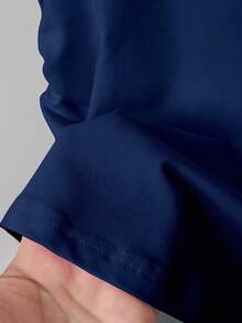 Tween Girls Navy Sweet Shell Embroidery Bowknot Waist Short Sleeve T-Shirt, Casual Versatile Tops - Navy Blue - View 3