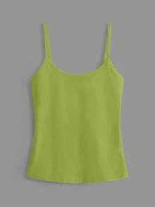 SHEIN BASICS 1 pieza Camiseta de tirantes minimalista de unicolor para mujer de uso diario - Verde - Ver 5