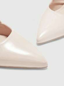 CUCCOO BIZCHIC Women's Fashion Black Open Back Pointed Toe Chunky Heels Pumps, Classic Minimalist Design For Commuting, Dating, Party, Holiday, Wedding - Deep Apricot - View 8