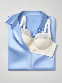 LUVLETTE Breathable Lace Elegance Push-Up Balconette Corset Lingerie Lounge Curve White Minimizer Bridal Intimates Bra Lingerie As Outerwear - White - View 8