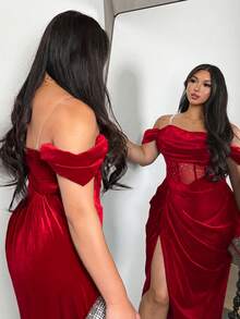 Firerie Đầm đỏ cỡ lớn, thanh lịch, lãng mạn, gợi cảm - Đỏ - Xem 2