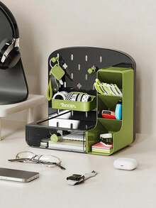 Joivida 桌面穿孔板收纳盒，学生书桌文具分类收纳盒，办公抽屉式笔筒收纳架