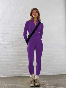 Musera Sport 罗纹高腰修身运动紧身裤，适合健身、徒步、运动、冬季穿着。 - 紫羅蘭色 - 查看 6