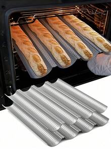1pc Bread Baking Mold, Oven Toaster Baking Tray, Carbon Steel French Bread Baking Tray, French Baguette Baking Tray, Non Stick French Bread Baking Tray, French Baguette Baking Tray, Italian Bread Baking Tray - Multicolor - View 1