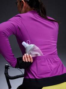 Powerista Women's Letter Print Contrast Color Zipper Front Pocket Cycling Jacket Cycling Clothes Women Long Sleeve Jersey Sportswear For Women Compression Long Sleeve Women Gym Jacket For Women  All Seasons Summer Spring Fall Winter - Purple - View 2